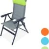 Portal Outdoor Ken Reclining Chair Grey With A Green Headrest And Stitching Complete With Anna Footrest