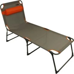 Portal Outdoor Lounger Sun Or Camping Bed Green With Orange Headrest And Stitching PT-CH-AVA -Hiking N Travel Sales 71bo9aon2gl. ac sl1500