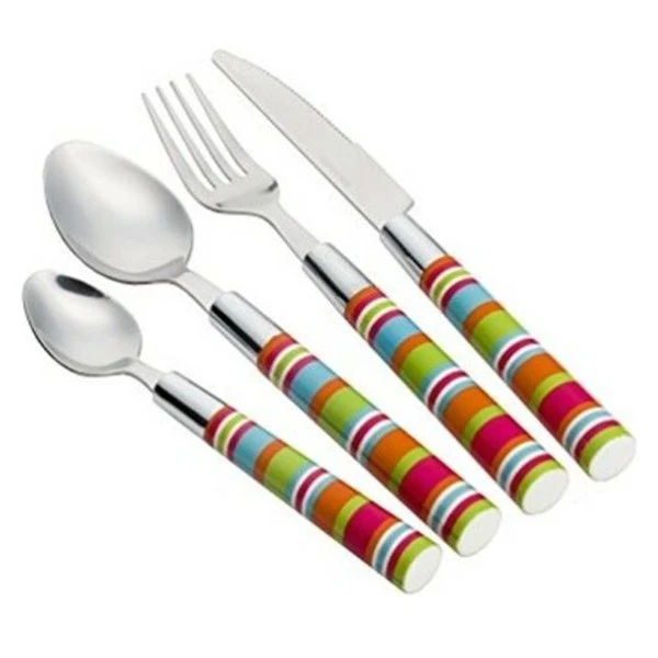 Flamefield Stripe 16 Piece Stainless Steel Cutlery Set 1 Flamefield Stripe 16 Piece Stainless Steel Cutlery Set