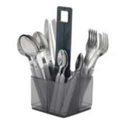 Flamefield 16 Piece Cutlery Set With Caddy Holder Cool Grey