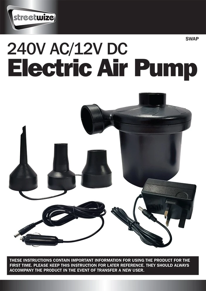 Streetwize Electric Air Pump 240/12 Volt SWAP 3 Streetwize Electric Air Pump 240/12 Volt SWAP - Image 3