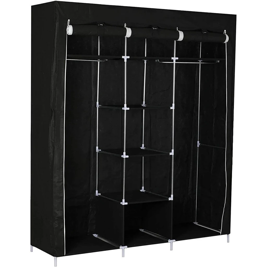 Vango USB Freestanding Wardrobe Cloakroom Storage Organiser With Clothes Hanging Rails, Shoe & Storage Compartments Shelves Spaces And Cover For Home & Bedroom 2 Vango USB Freestanding Wardrobe Cloakroom Storage Organiser With Clothes Hanging Rails, Shoe & Storage Compartments Shelves Spaces And Cover For Home & Bedroom - Image 2