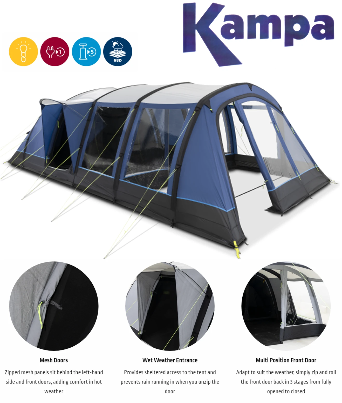 Kampa Croyde 6 AIR Package With Carpet And Groundsheet 9120001252 1 Kampa Croyde 6 AIR Package With Carpet And Groundsheet 9120001252