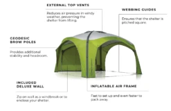 Zempire Aerobase 3 Inflatable Shelter Gazebo 350x350cm ZE-0160350-001 INC 1 WALL